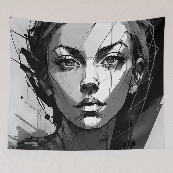Item preview, Female Structure Black And White - Digital Portrait designed and sold by well3eyond.
