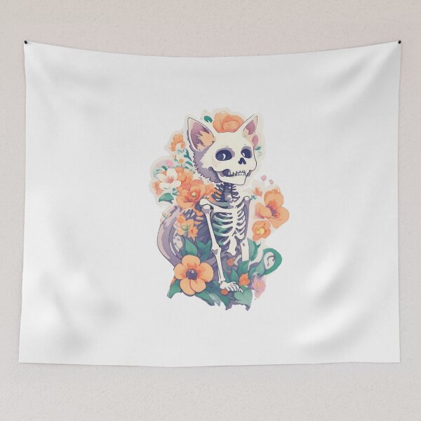 Item preview, Cat Skeleton With Flowers designed and sold by khachiche.