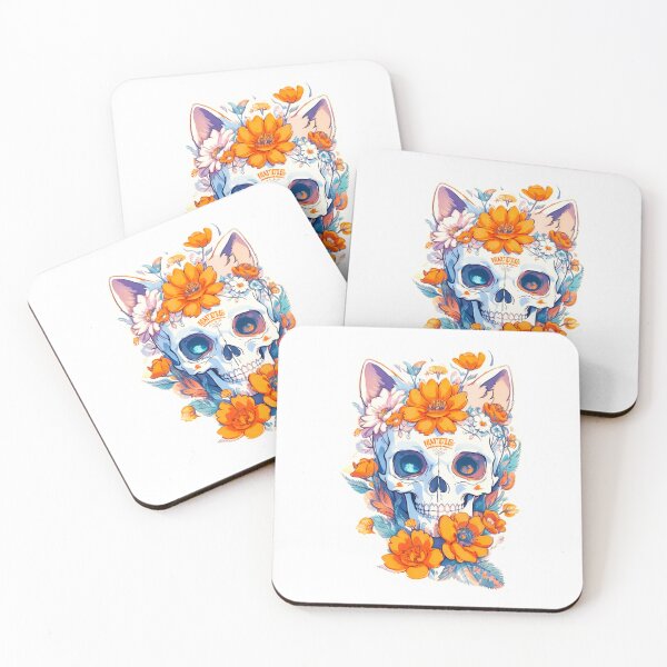 Item preview,  Floral Skeleton Cat Skull designed and sold by khachiche.