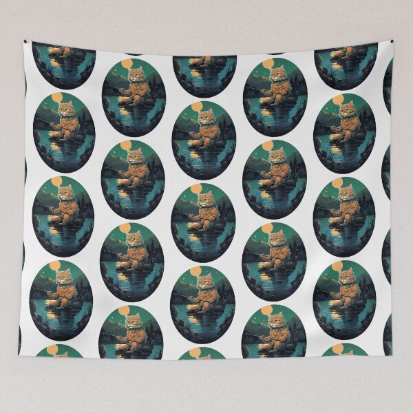 Item preview, Cat On Fish Cat Fisherman  designed and sold by ArtFromBeyond.