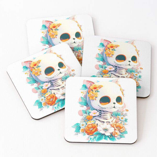 Item preview, Floral Skeleton Cat Skull designed and sold by khachiche.