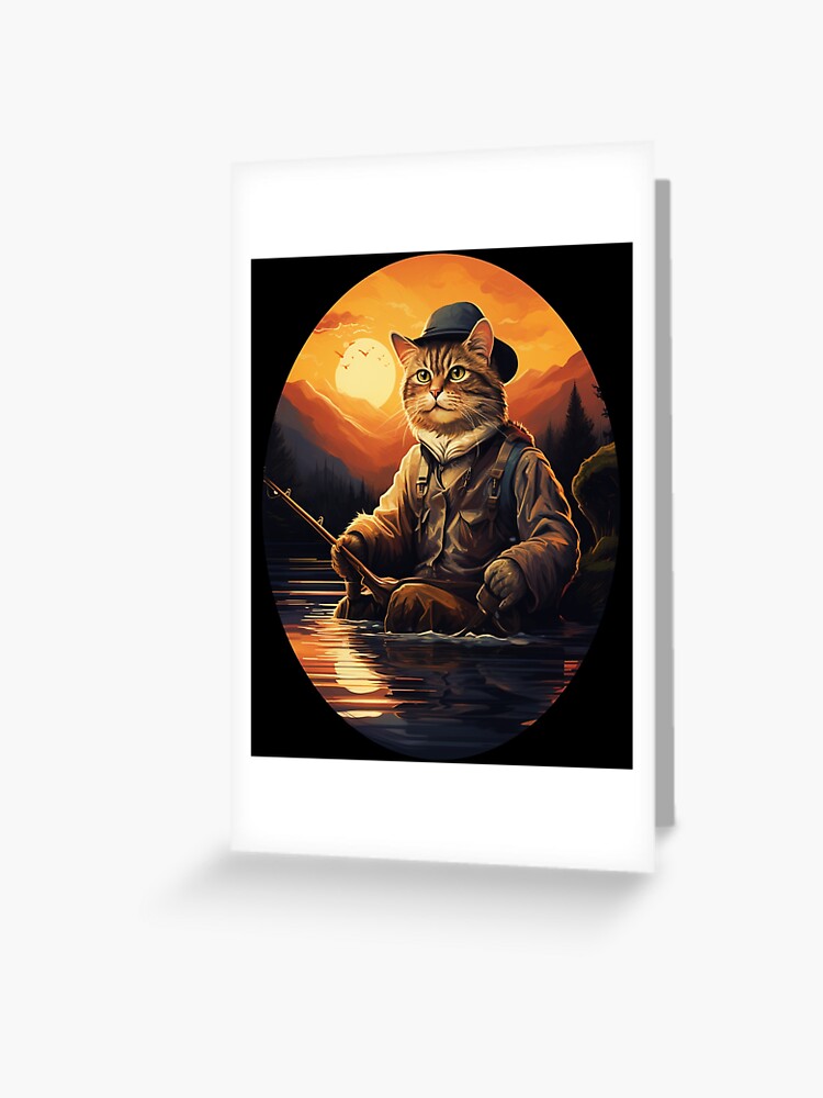 Cat On Fish Cat Fisherman | Pin