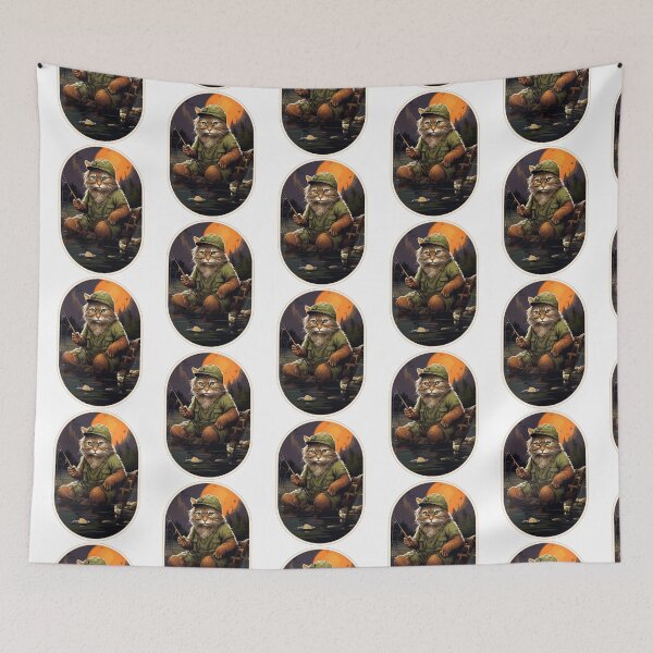 Item preview, Cat On Fish Cat Fisherman  designed and sold by ArtFromBeyond.