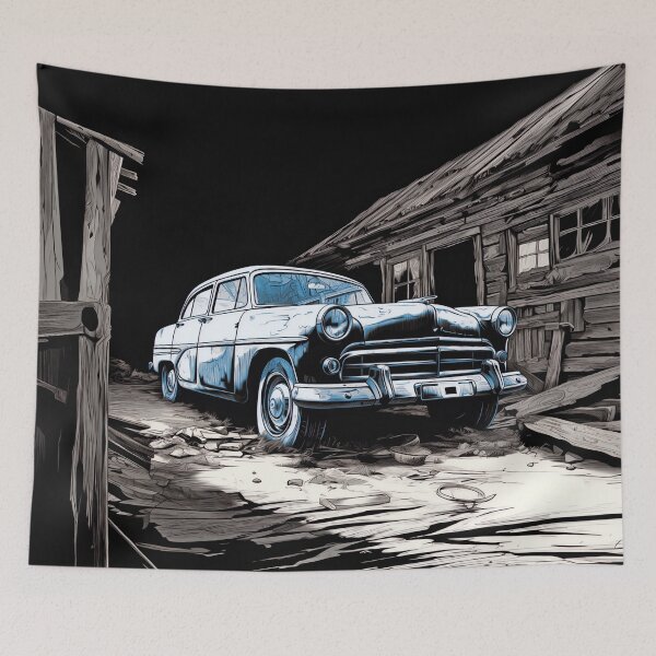 Item preview, Abandoned Classic - Liminal Space Concept Line Art - Abandoned Car -Uncaptioned designed and sold by liminal-concept.