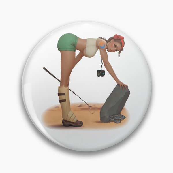 Item preview, Pin-up style Herper (Snake finder) flipping rocks designed and sold by FirenIceExotics.