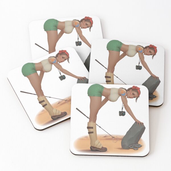 Item preview, Pin-up style Herper (Snake finder) flipping rocks designed and sold by FirenIceExotics.