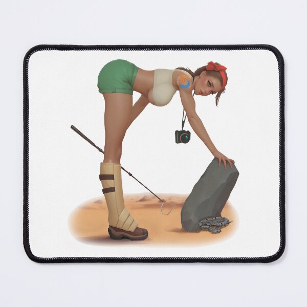 Item preview, Pin-up style Herper (Snake finder) flipping rocks designed and sold by FirenIceExotics.