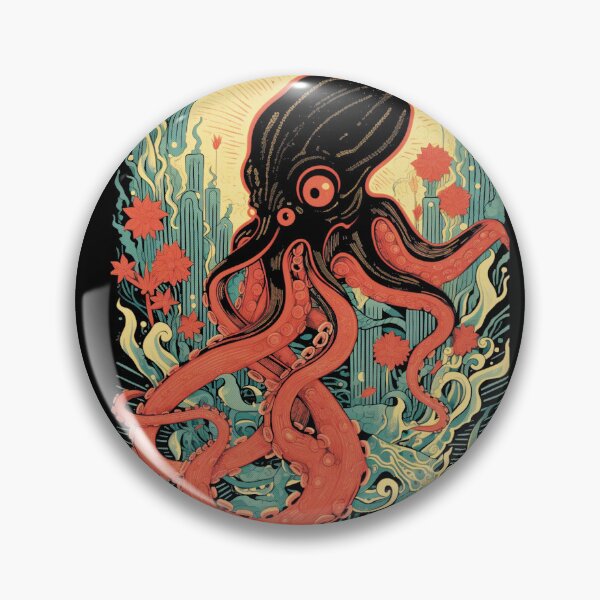 Item preview, Retro Giant Octopus In Atlantis Sea Art designed and sold by SubtleSplit.