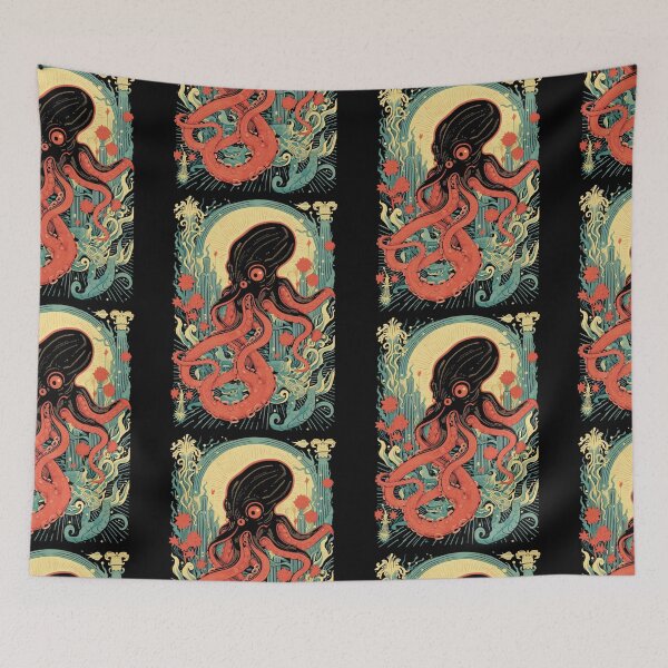 Item preview, Retro Giant Octopus In Atlantis Sea Art designed and sold by SubtleSplit.