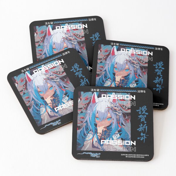 Item preview, blue anime girl with masked dogs  designed and sold by karpuz-design.