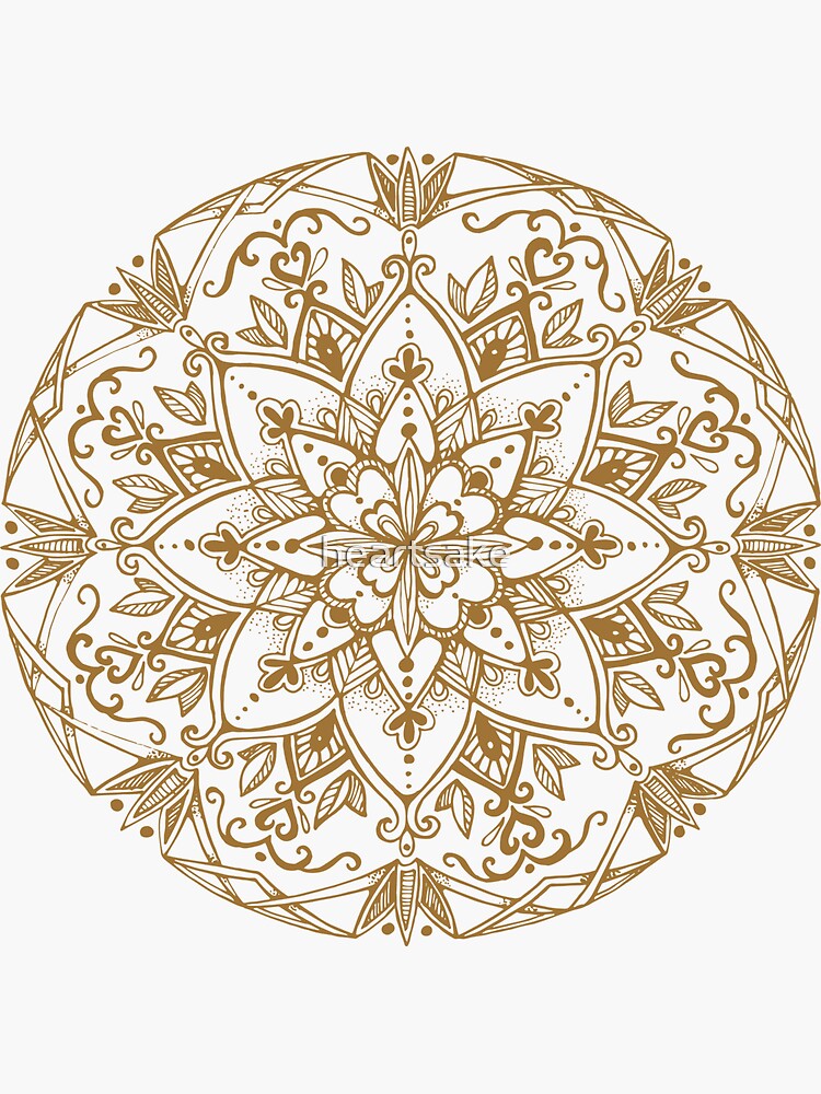 Thumbnail 3 of 3, Sticker, Gold Mandala Drawing designed and sold by heartsake.