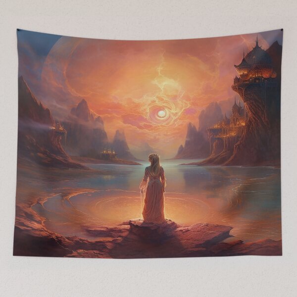 Item preview, Sorceress Standing Under a Blazing Sky designed and sold by FantasyVisions.