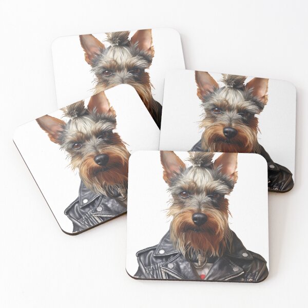Item preview, dog in leather designed and sold by Stroka-AI-Art.