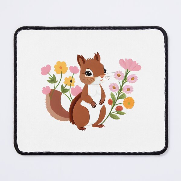 Item preview, Squirrel and Flowers designed and sold by hyggefolkart.