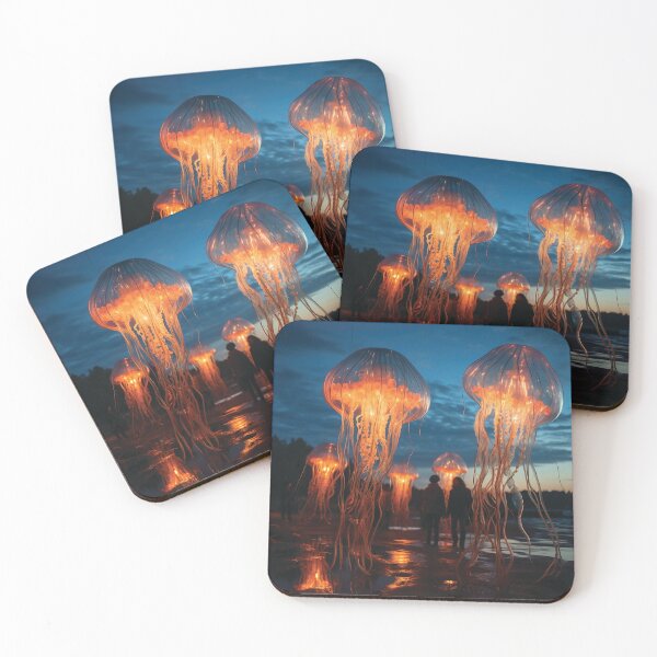 Item preview, Surreal floating glowing Jellyfishes A designed and sold by DocPakka.