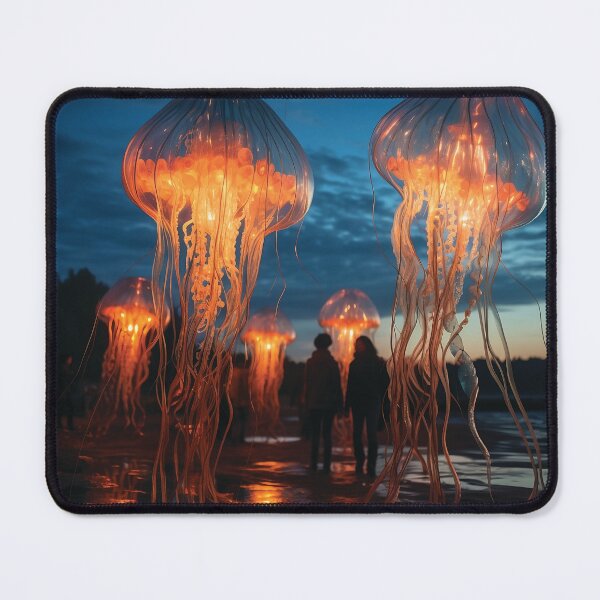 Item preview, Surreal floating glowing Jellyfishes A designed and sold by DocPakka.