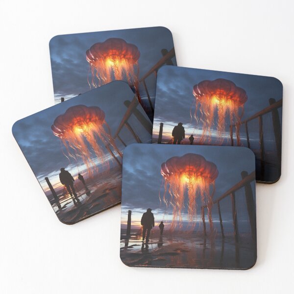Item preview, Surreal floating glowing Jellyfishes C designed and sold by DocPakka.