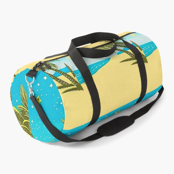 Item preview, Tropical beach at night palm trees linograph folk art designed and sold by Earth Nature Creations.