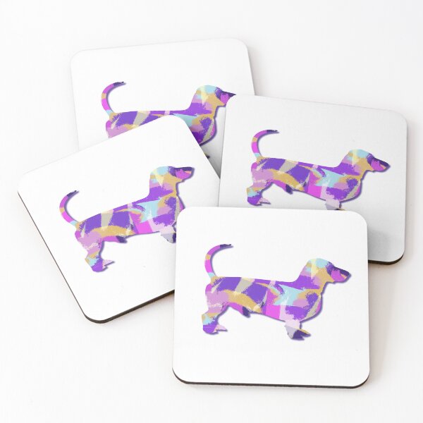 Item preview, Dachshund Dog Silhouette Purple Pink Yellow Blue Design designed and sold by AMSonArt.