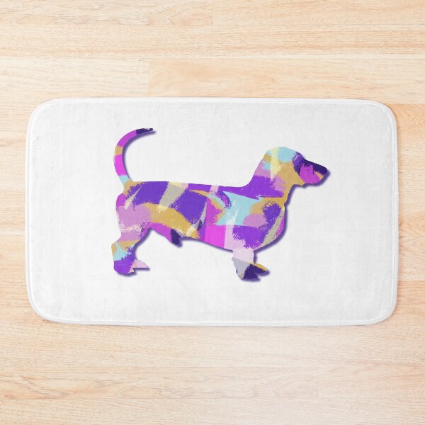 Item preview, Dachshund Dog Silhouette Purple Pink Yellow Blue Design designed and sold by AMSonArt.