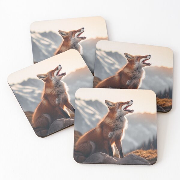 Item preview, Red fox with open mouth to the sky on the mountain designed and sold by Polistchuk.