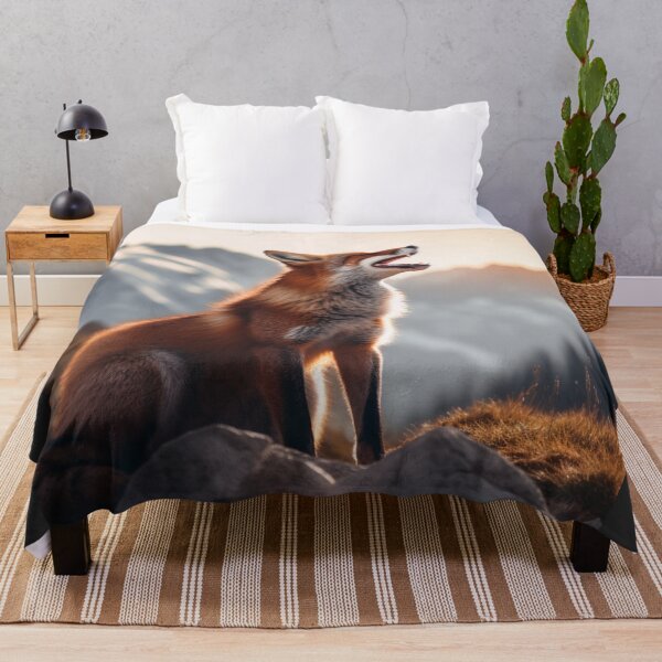 Item preview, Red fox with open mouth to the sky on the mountain designed and sold by Polistchuk.