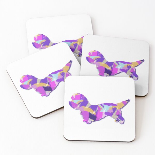 Item preview, Dandie Dinmont Terrier Dog Silhouette Purple Pink Yellow Blue Design designed and sold by AMSonArt.