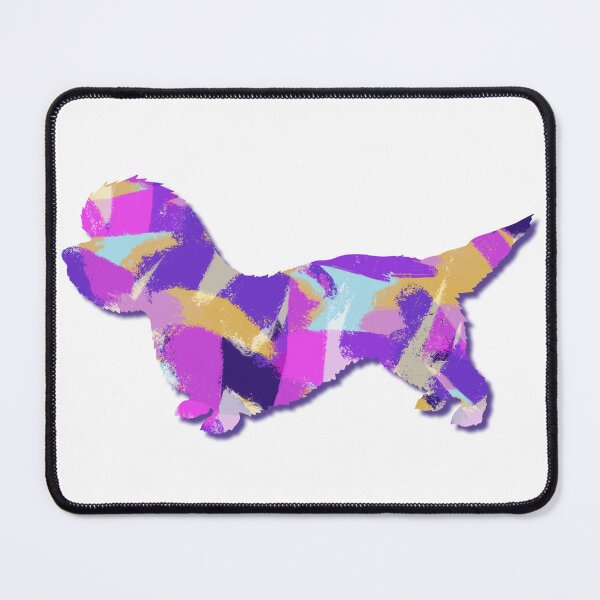 Item preview, Dandie Dinmont Terrier Dog Silhouette Purple Pink Yellow Blue Design designed and sold by AMSonArt.