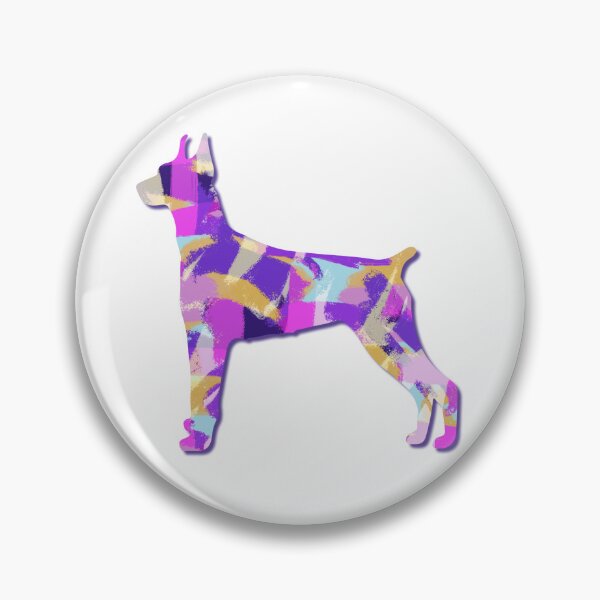 Item preview, Doberman Pinscher Dog Silhouette Purple Pink Yellow Blue Design designed and sold by AMSonArt.