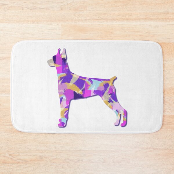 Item preview, Doberman Pinscher Dog Silhouette Purple Pink Yellow Blue Design designed and sold by AMSonArt.
