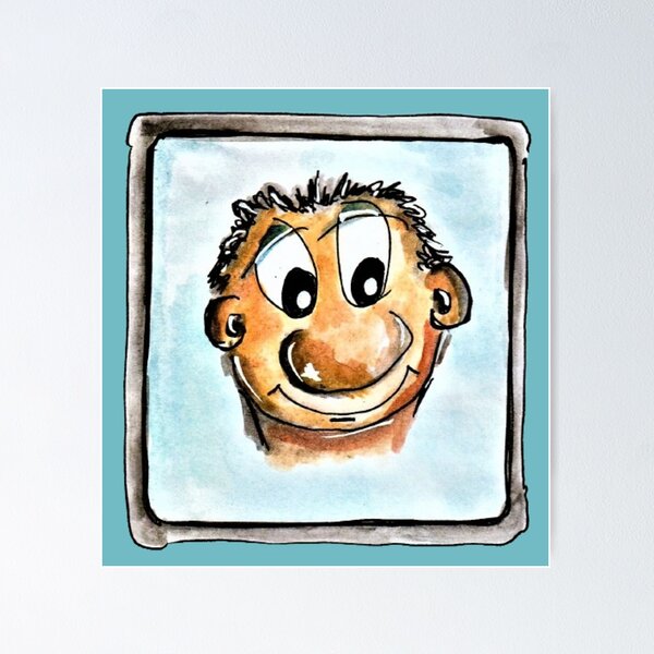 Item preview, funny face comic, watercolor, fine art designed and sold by janianna.