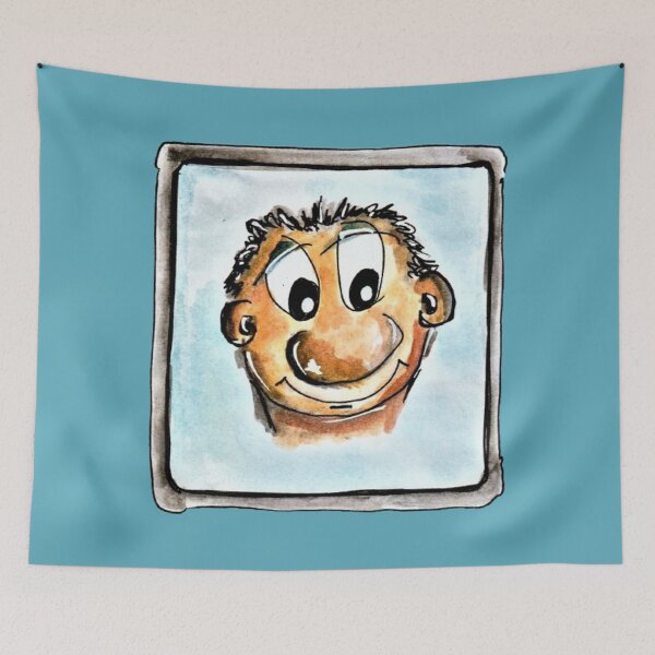 Item preview, funny face comic, watercolor, fine art designed and sold by janianna.
