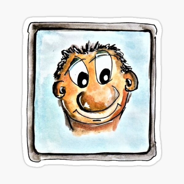 Item preview, funny face comic, watercolor, fine art designed and sold by janianna.