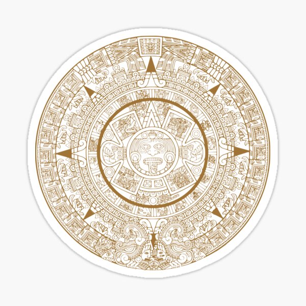 Ancient Aztec Mayan Tribal Calendar Gold Mandala Sticker