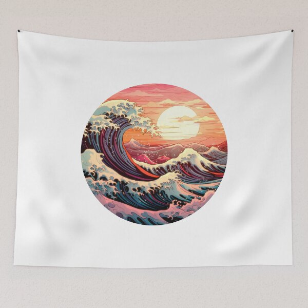 Item preview, Japan great Wave of Kanagawa Art - Rising Sun  designed and sold by NotArtShirts.