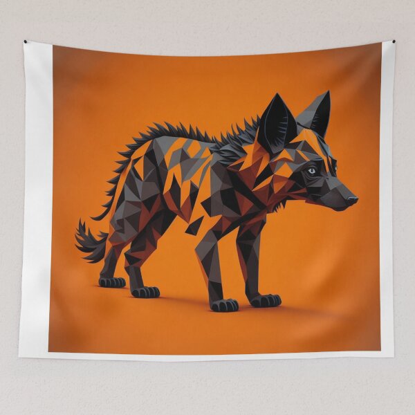 Item preview, Impresión de patrón de diseño de hiena Low Poly designed and sold by randomtdesigns.