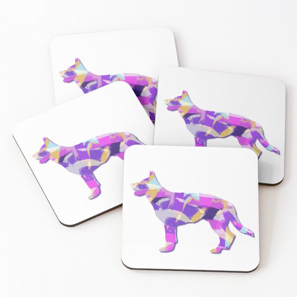 Item preview, German Shepherd Dog Silhouette Purple Pink Yellow Blue Design designed and sold by AMSonArt.