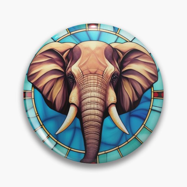 Aperçu de l'œuvre Tête d'éléphant vitrail 2 créée et vendue par DBSR-LLC.