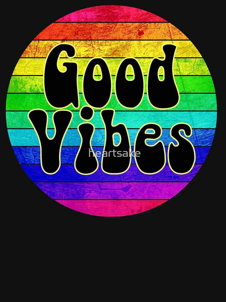 Thumbnail 7 of 7, Classic T-Shirt, Good Vibes Rainbow designed and sold by heartsake.