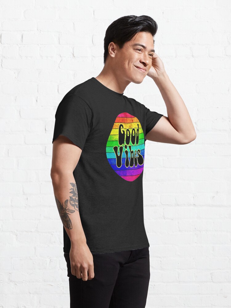 Thumbnail 5 of 7, Classic T-Shirt, Good Vibes Rainbow designed and sold by heartsake.