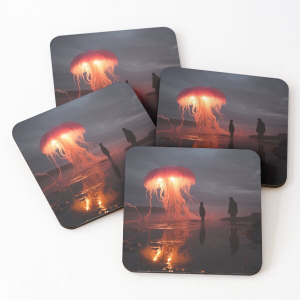 Item preview, Surreal floating glowing Jellyfishes E designed and sold by DocPakka.