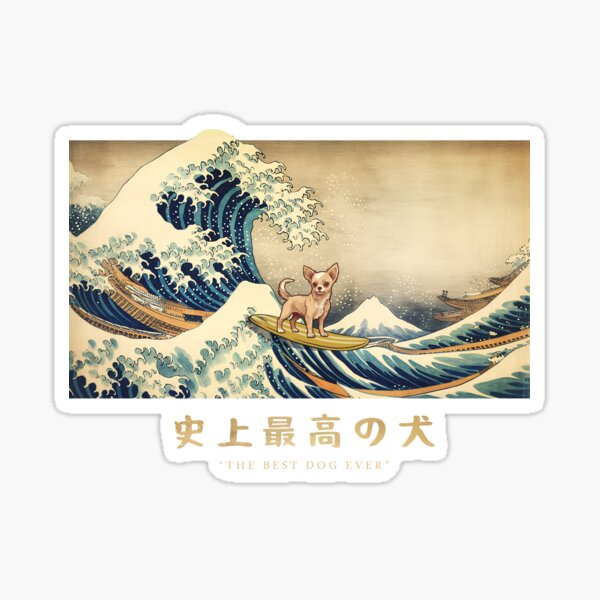 Item preview, Chihuahua Kanagawa Japanese Surfing Wave designed and sold by rafaeltto.