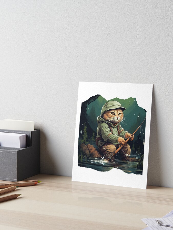 Cat On Fish Cat Fisherman | Pin