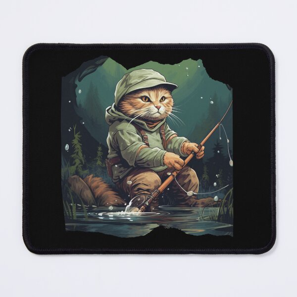 Item preview, Cat On Fish Cat Fisherman designed and sold by ArtFromBeyond.