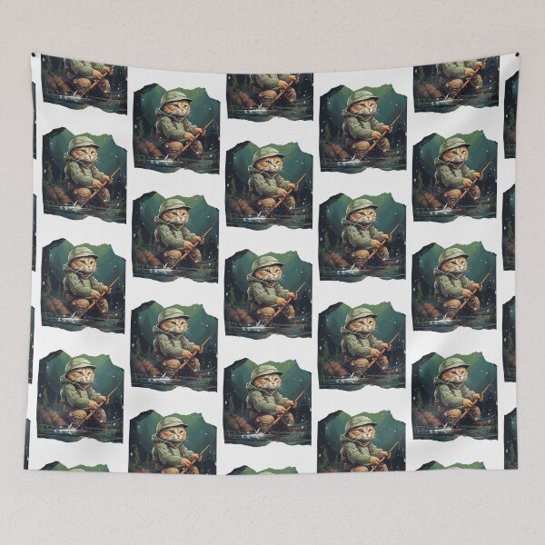 Item preview, Cat On Fish Cat Fisherman  designed and sold by ArtFromBeyond.