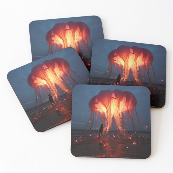 Item preview, Surreal floating glowing Jellyfishes D designed and sold by DocPakka.