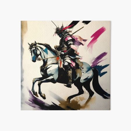 Aperçu de l'œuvre Art oriental, peinture d'un samouraï chevauchant son cheval. créée et vendue par BushidoLegends.