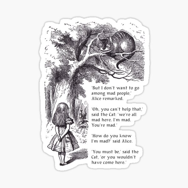 Alice and the Cheshire Cat (for light background) Sticker