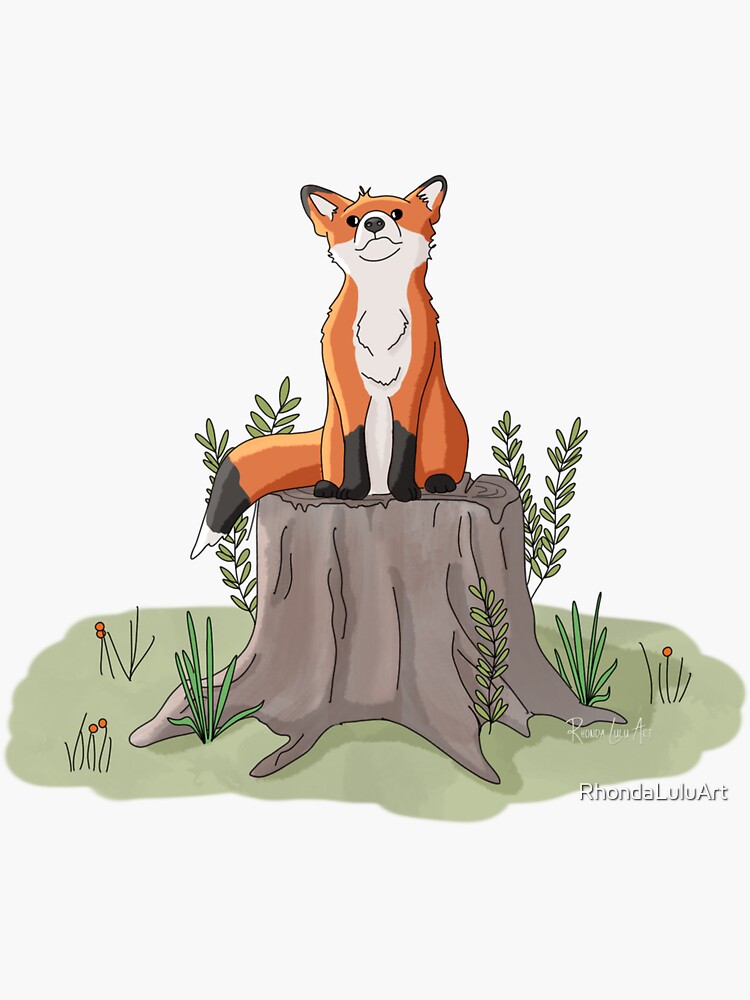 Thumbnail 3 of 3, Sticker, Happy Fox designed and sold by RhondaLuluArt.