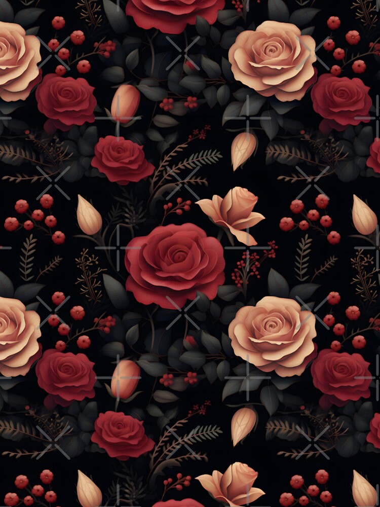 Thumbnail 4 of 4, iPhone Case, Floral, Red and Peach Roses Pattern designed and sold by SpDesignsC.